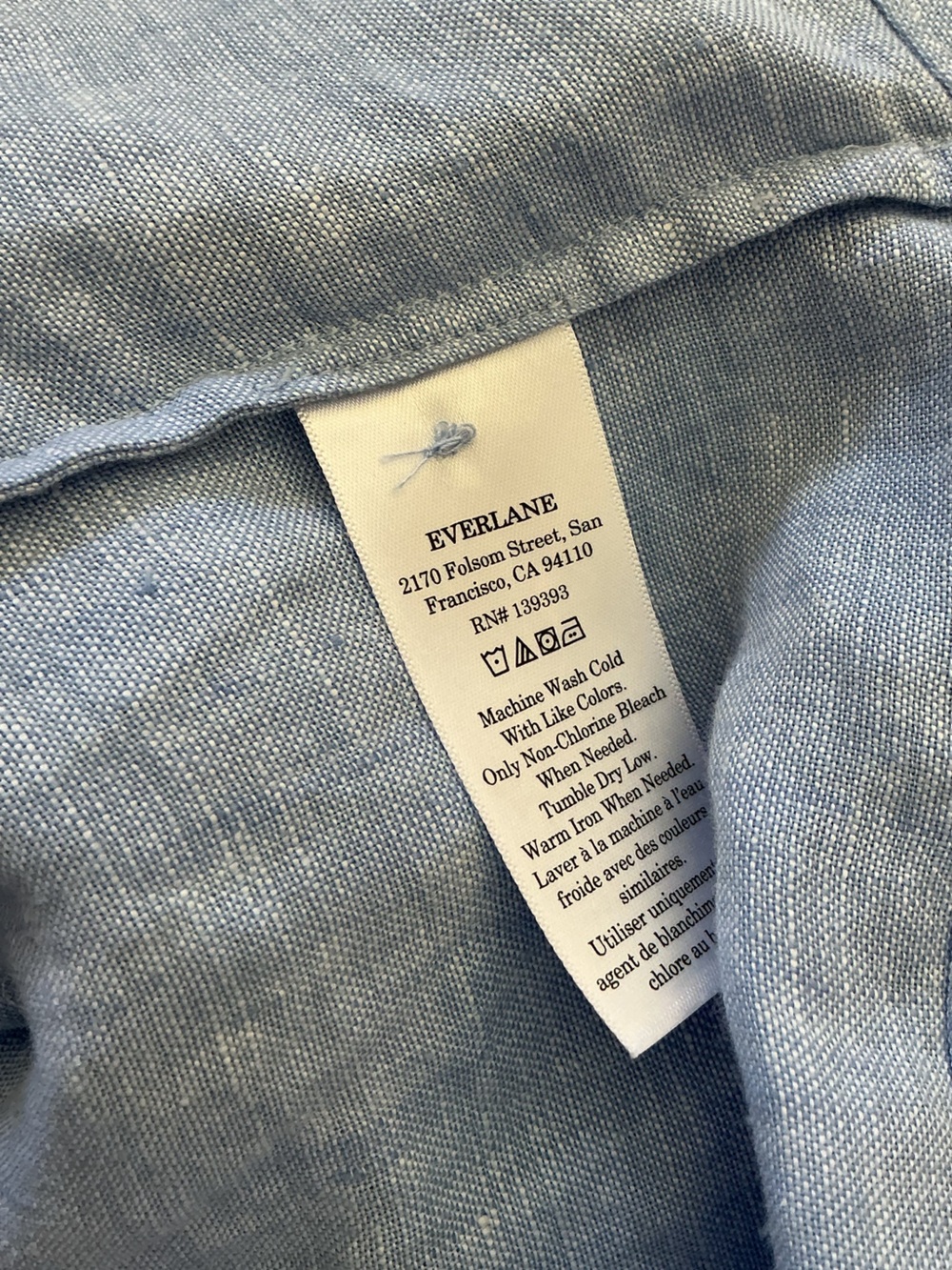 Everlane Linen Short Sleeve Notch Shirt Button Up Light Blue XL - Picture 8 of 9